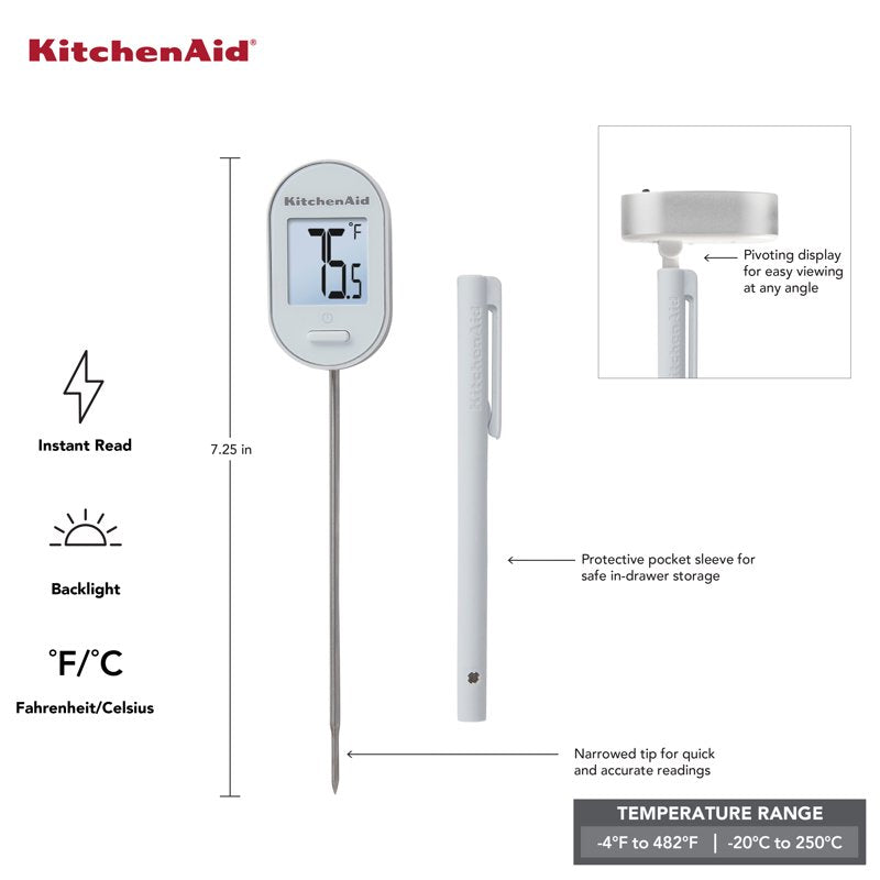 Instant Read Kitchen Thermometer with Pivoting Display -40F to 482F
