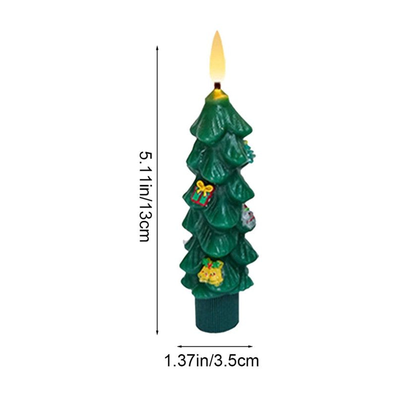 Green Flameless LED Christmas Candle - 9 Inch Acrylic Night Light for Holiday Decor & Gift - Variation A