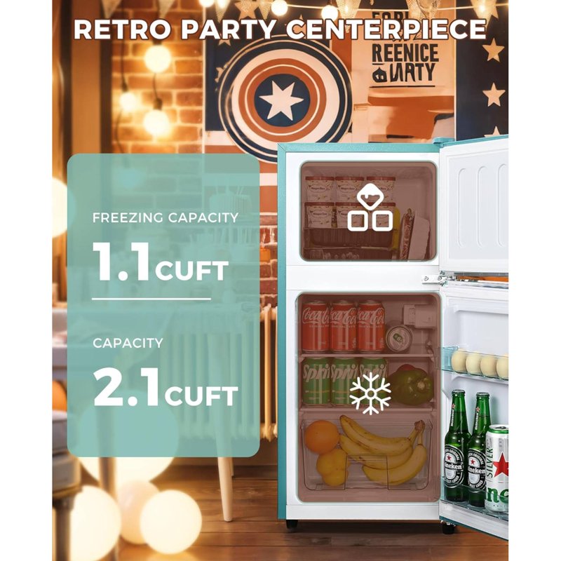 3.5 Cu. Ft. Compact Retro Mini Fridge with Freezer - Light Blue