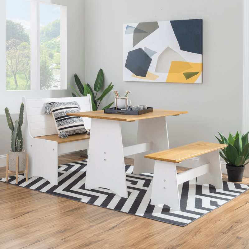 Backless Dining Bench with Storage - Honey/White