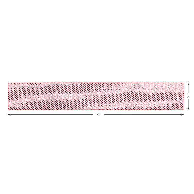 Reversible Hearts Table Runner - 14" x 90" - Cotton, Red & Ivory