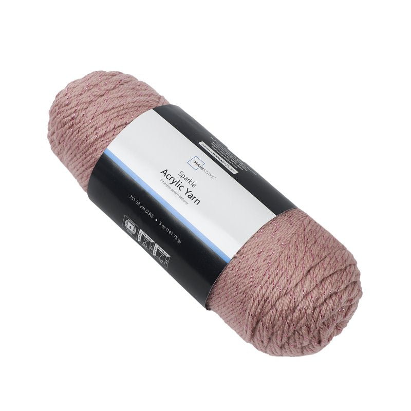 Sparkle Acrylic Yarn - Medium Weight, 5 Oz, Rose Fume, Knitting & Crochet