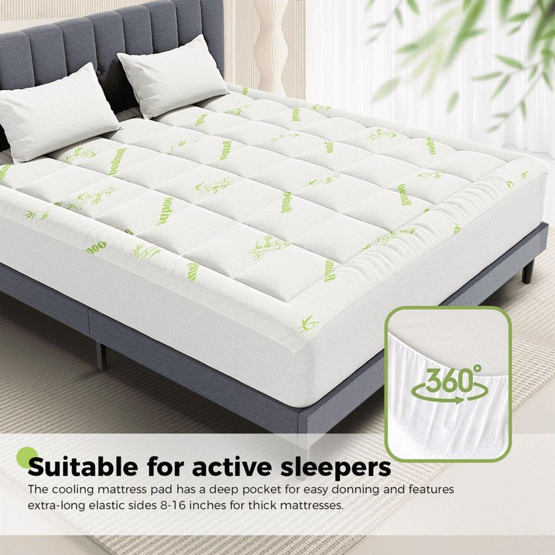 Cooling Mattress Pad Cover Twin XL - Avocado Green Ultra Soft Support for Back Pain Relief