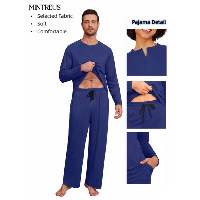 Matching Couple Pajama Sets for Women Men L Navy Blue Cozy Sleepwear