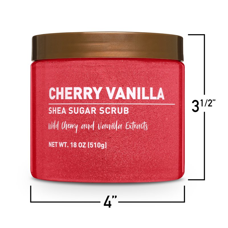 Cherry Vanilla Shea Sugar Scrub - Exfoliating Body Scrub, 16 oz
