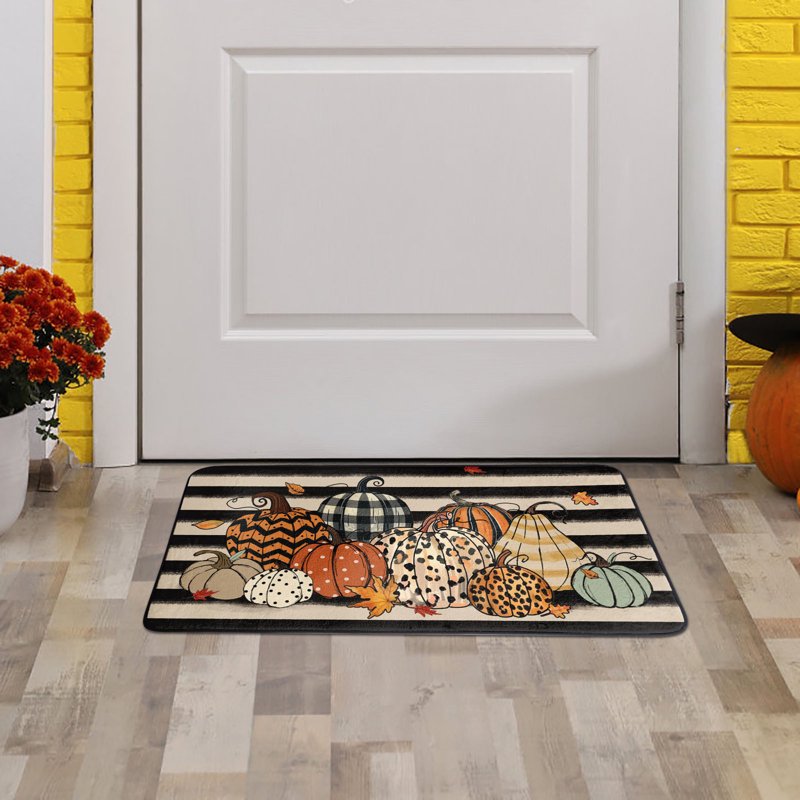 Welcome Fall Door Mat E - Pumpkin Seasonal Indoor Outdoor Rug 23.6x15.7
