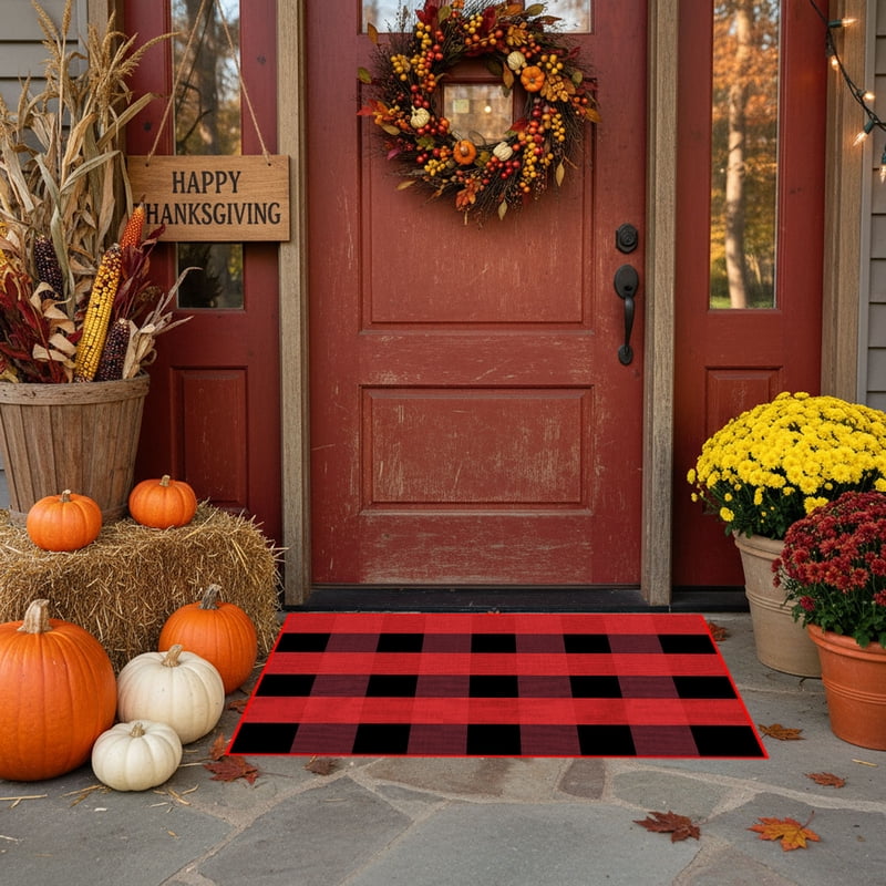 Halloween Door Mat Durable Non-Slip Absorbent Indoor/Outdoor Welcome Rug - Red