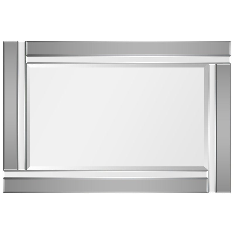Rectangular Charcoal Gray Wall Mirror with Beveled Frame 24x36 Inches