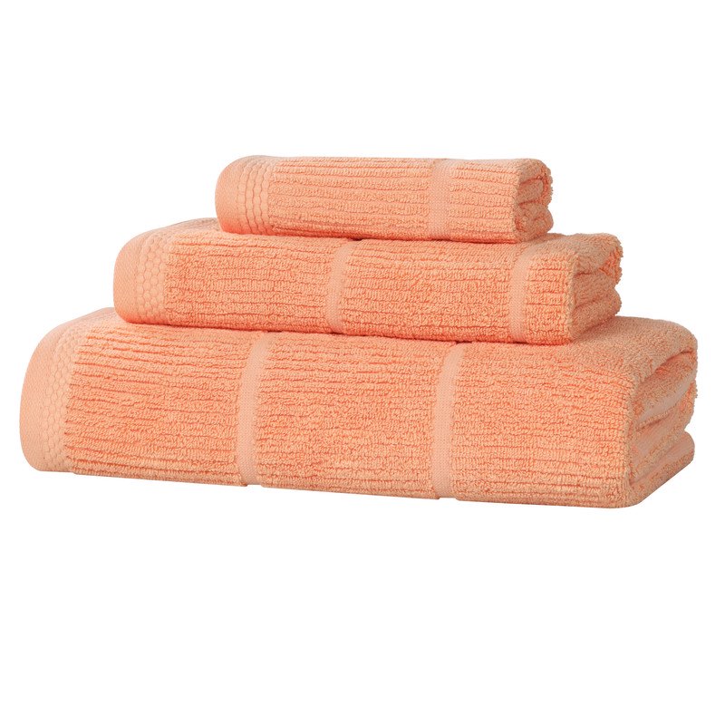 Peach 3-Piece Cotton & Viscose Blend Face Towel Set - Soft, Absorbent, Medium Weight