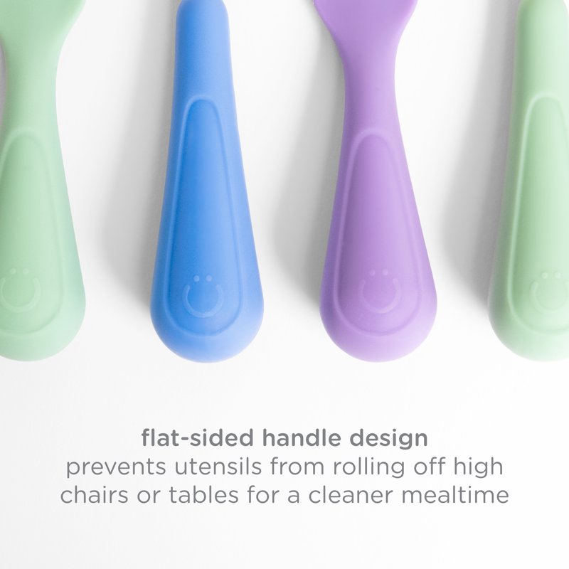Stainless Steel Toddler Utensil Set - 2 Forks & 2 Spoons, Polaris Blue & Sugar Snap Green