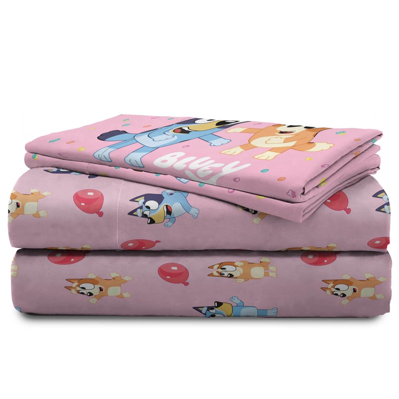 Bluey Kids Bed Sheet Set Full Size Pink 3-Piece Reversible Microfiber - Variation of THIS listing