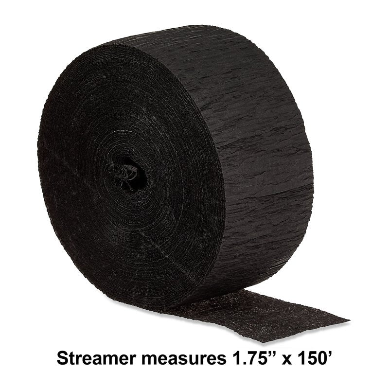 Black Paper Party Streamer 150 Feet for Decorations & Backdrops