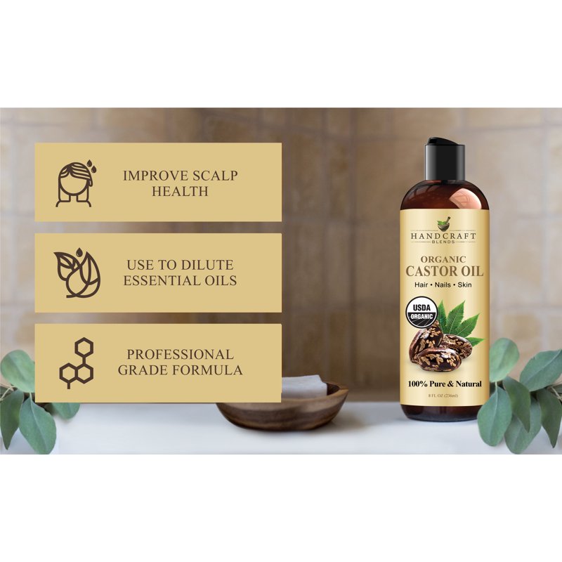 Organic Castor Oil for Hair, Skin & Eyelashes - 100% Pure