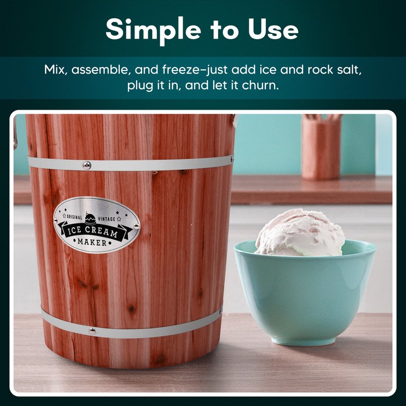6-Quart Electric Old Fashioned Ice Cream Maker - Automatic Frozen Dessert Machine