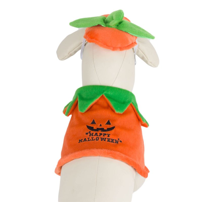 Pet Halloween Costume Pumpkin Cloak & Hat Set - Adjustable for Cats & Kittens - S (Neck 12-17 In)