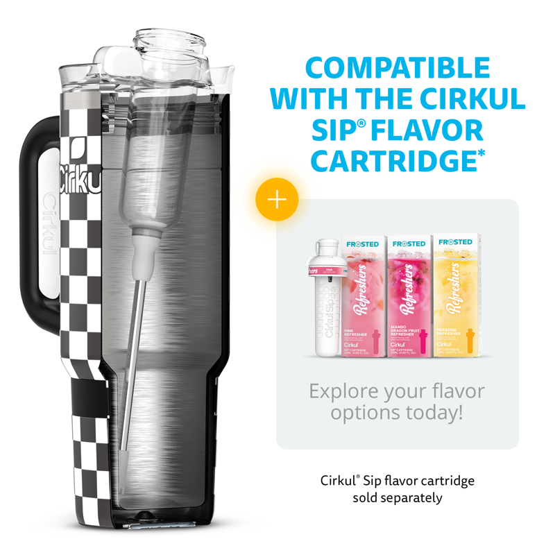 30oz Double-Wall Insulated Stainless Steel Tumbler with Handle - Black Check