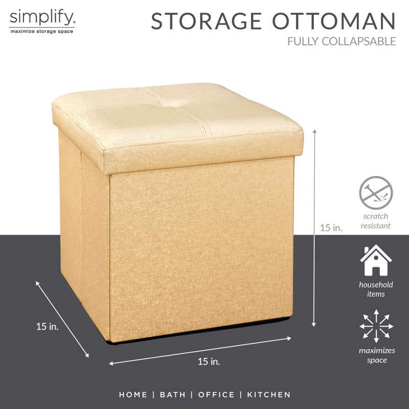 Faux Leather Folding Storage Ottoman Cube - Multiple Colors
