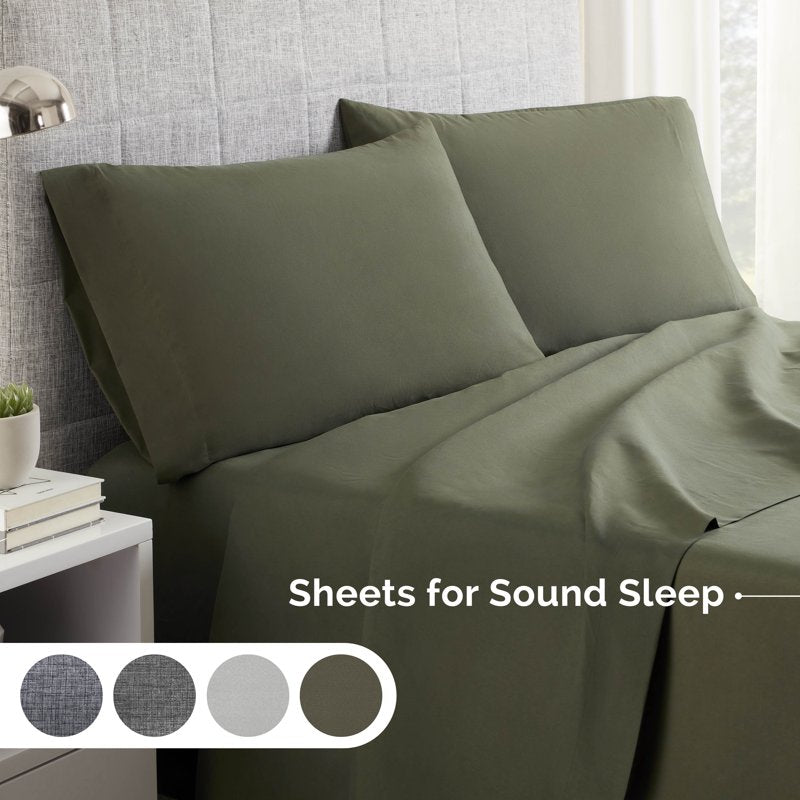 Full Microfiber Sheet Set - Soft Brushed, Wrinkle-Resistant, Easy Care, Green