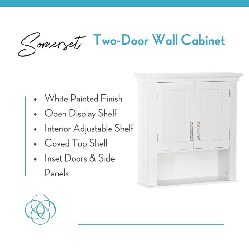 Bathroom Medicine Cabinet Wall Shelf Storage - White, 2-Door, Over Toilet