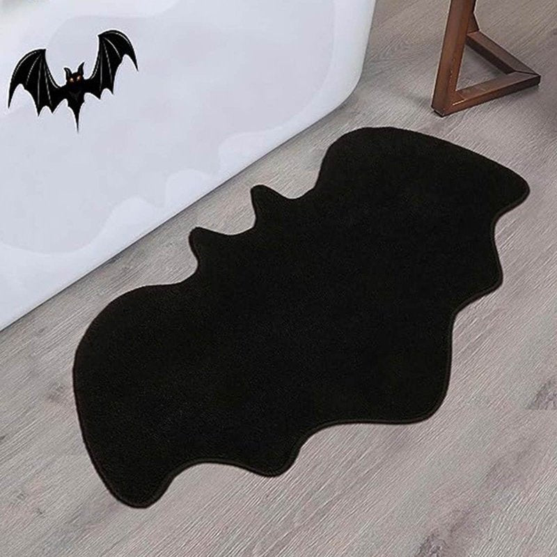 Halloween Bat Bath Mat Gothic Bath Rug Non-Slip Bathroom Decor 38x20 Inches