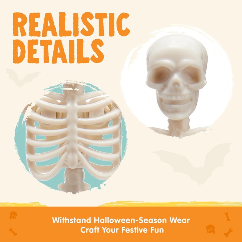 12PCS 6-Inch Posable Skeleton Decorations Halloween Yard Indoor Outdoor Scene