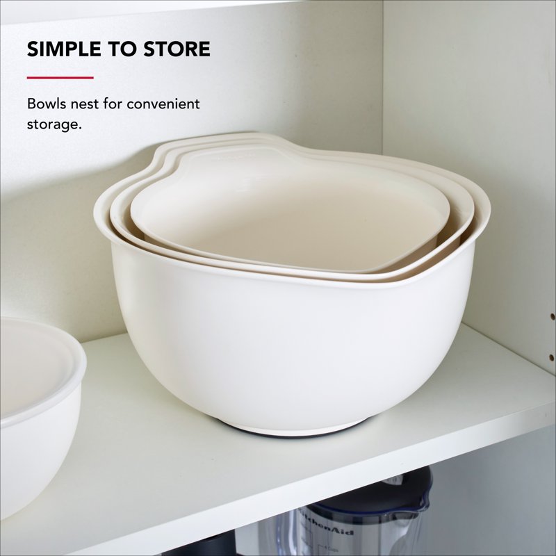 Nesting Plastic Mixing Bowls Set - 3 Sizes, Porcelain