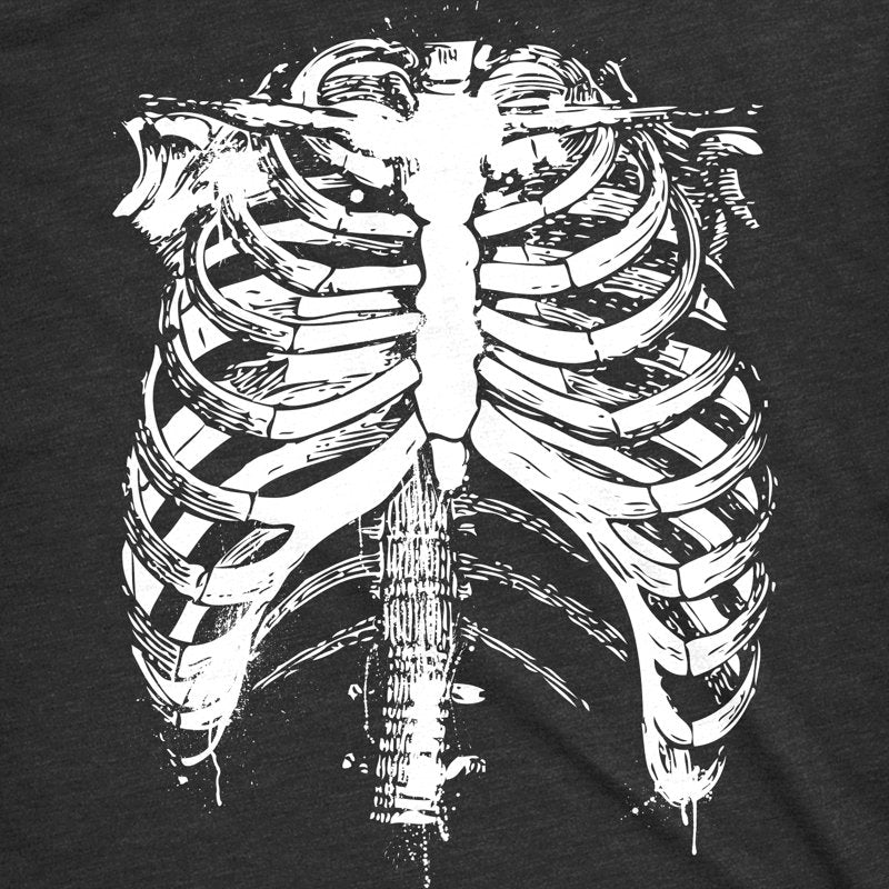 XXL Men's Splattered Rib Cage Skeleton Halloween T-Shirt - Funny Graphic Tee