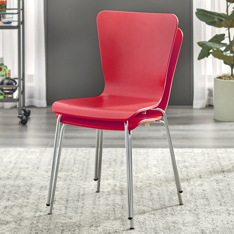 Pisa Bentwood Chair Set of 2 - Red Stackable Dining Chairs