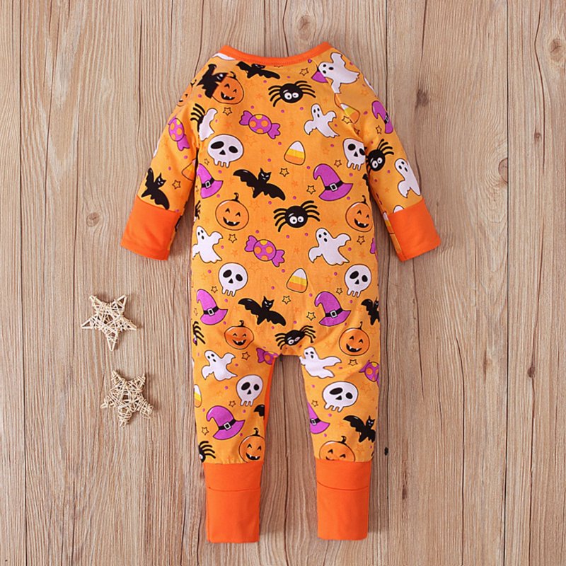 Unisex Halloween Cotton Baby Footless & Footed Pajamas 6-9M - Orange Variation