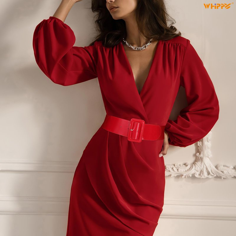Red Wide Elastic Waist Belt for Dresses Women Fashionable Retro Style Adjustable