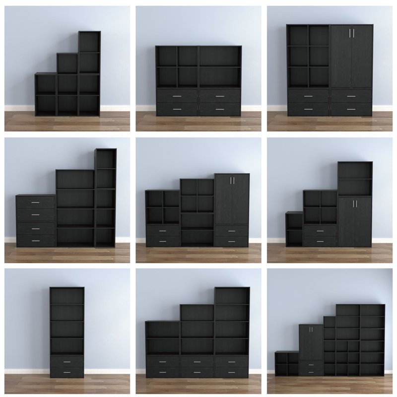 Stackable 3-Shelf Bookcase - Modern Design, Multiple Colors
