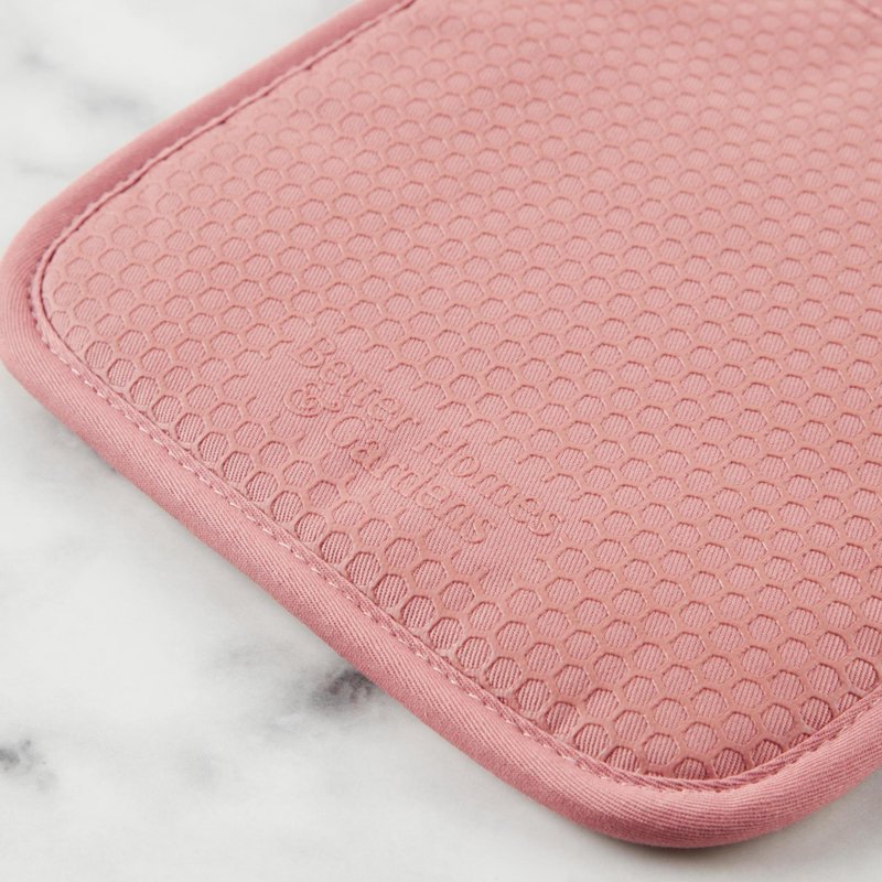 Honeycomb Silicone and Cotton Oven Mitt & Pot Holder Set - Dusty Rose