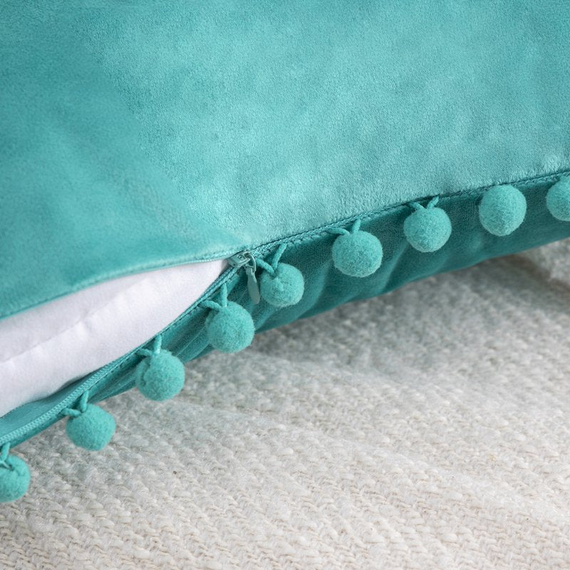 22-Inch Silky Velvet Throw Pillow Set with Inserts - Turquoise, 2 Pack