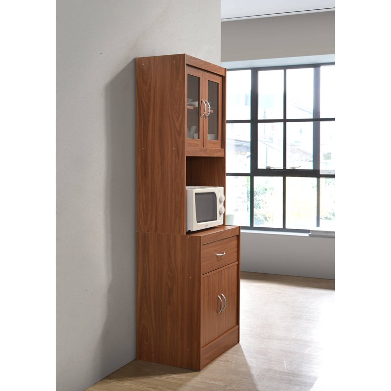 Kitchen Cabinet with 1 Drawer & Microwave Space - Cherry