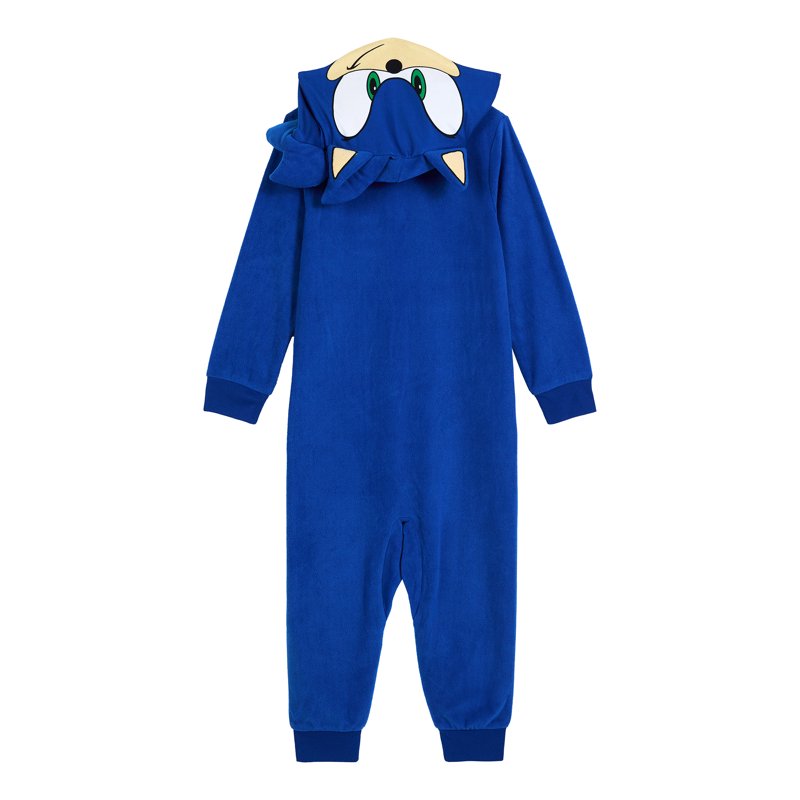 Sonic Boys Long Sleeve Blanket Sleeper L Blue - Toddler One-Piece Pajama Halloween Costume