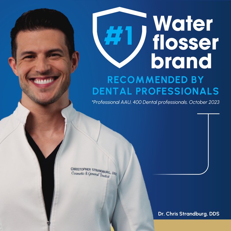 Evolution Compact Water Flosser with 10 Pressure Settings and 5 Tips