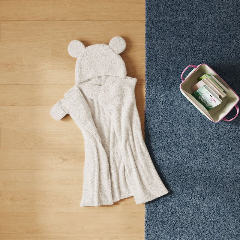 Kids Hooded Plush Throw Blanket - White Bear, 50x40 Inches - Cozy & Lightweight