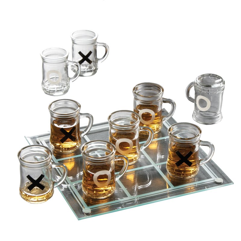 Tic Tac Toe Drinking Game Set with Mini Beer Mugs - Game Night