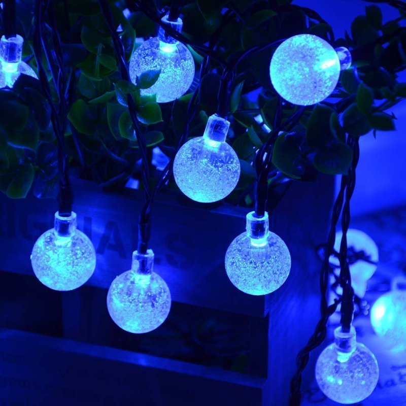 22M Blue Solar Crystal Ball String Lights Waterproof LED Globe Fairy Lights - 8 Modes