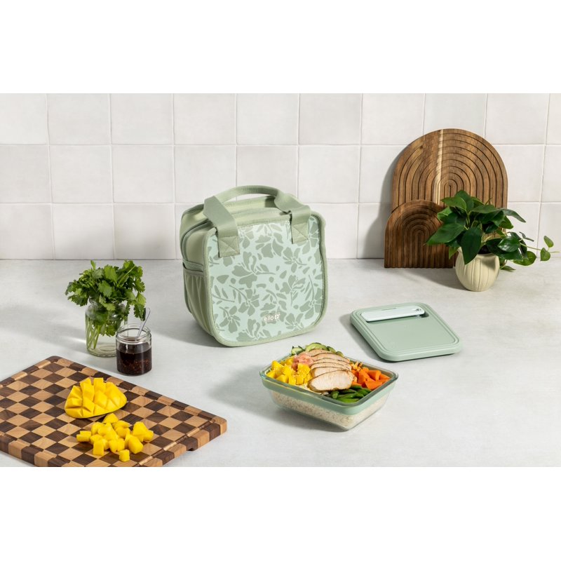 Insulated Neoprene Lunch Tote with Zipper - Soft Sage