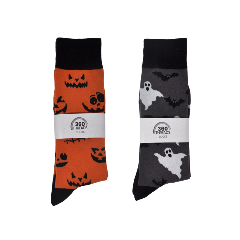 Men's Halloween Socks Set 4 Pairs Spooky Glow-in-the-Dark & Themed Designs