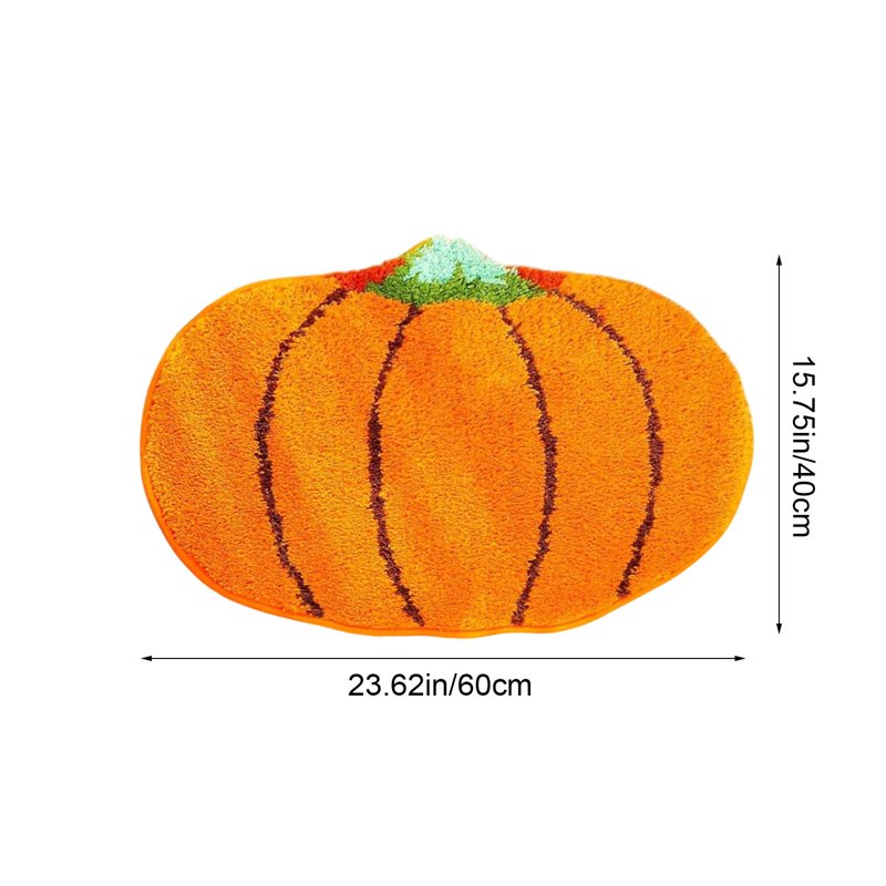 Halloween Pumpkin Doormat - Fall Themed Floor Rug for Living Room & Kitchen - Orange, 15.75x23.62in