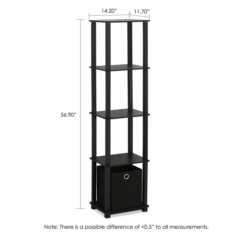 Furinno TURN-N-TUBE No Tools Wood 5-Tier Display Shelf - Black, Variation of THIS listing
