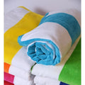 Red 2-Pack Cotton Beach Towels - Tropical Cabana Stripe, 34x68 Inches
