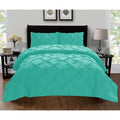 Twin/Twin XL Duvet Cover Set - Turquoise Wrinkle-Free Pintuck Design - Elegant Comfort Variation Blue