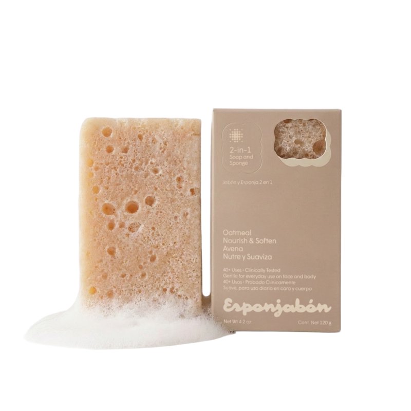 Oatmeal Soap Sponge - 2-in-1 Exfoliating Bath Sponge - 4.2 oz