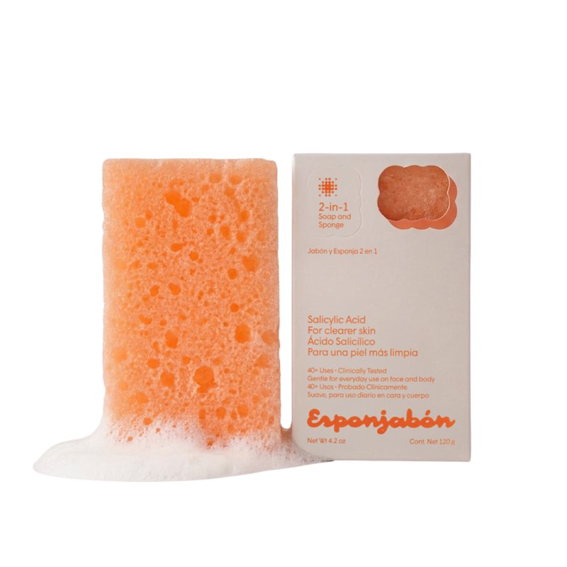 Salicylic Acid Soap-Infused Exfoliating Sponge for Face and Body, 4.2 oz