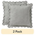 (2 Pack) Home Decor Collection 19" x 19" Sage Green Scallop Edge Cotton Pillow - Sage, 2