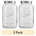 Decorative Mason Jar with Stainless Steel Lid - 2 Pack, 128oz