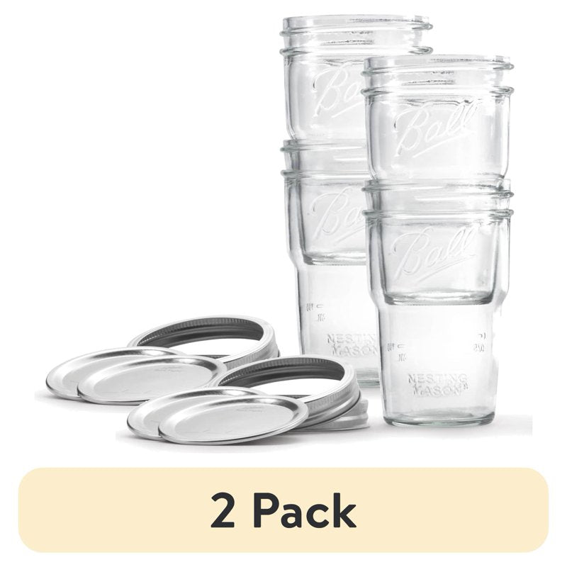 Ball Nesting Mason Jar Set with Lids & Bands - 2 Pack